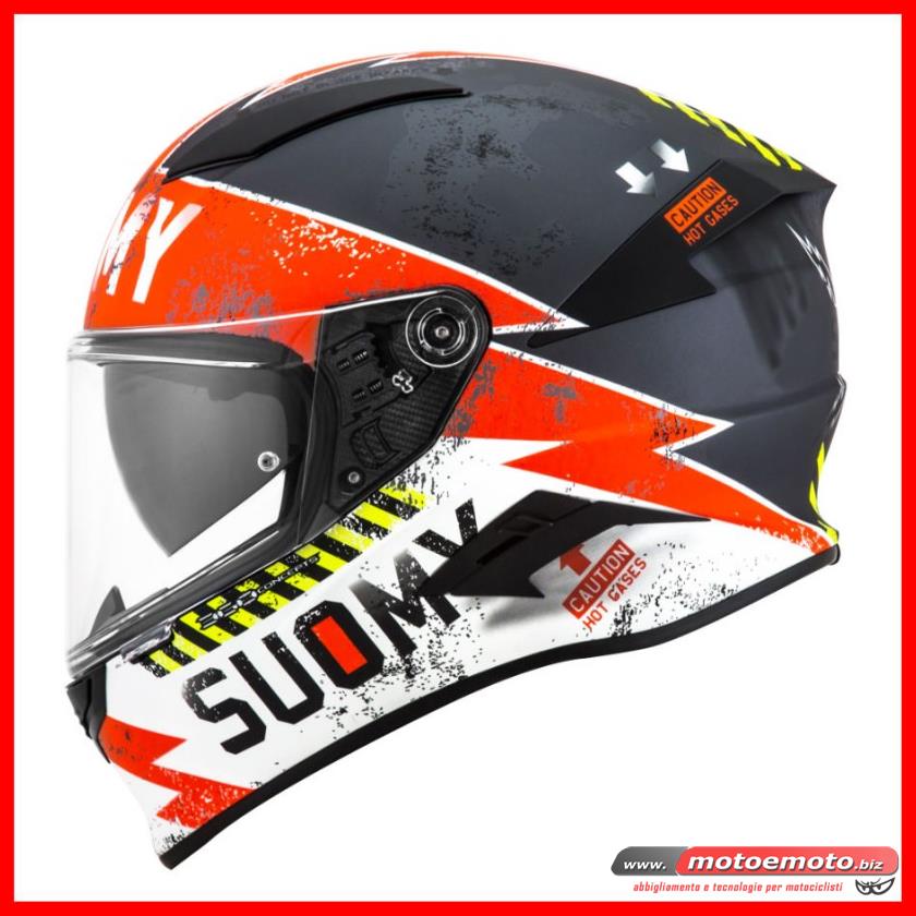 Casco integrale moto carbonio Suomy Speedstar Asymmetric arancione Fluo Taglia M